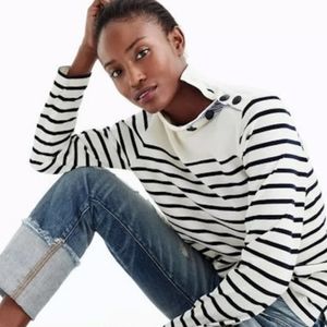 J.CREW Nautical Stripe Button Neck Pullover